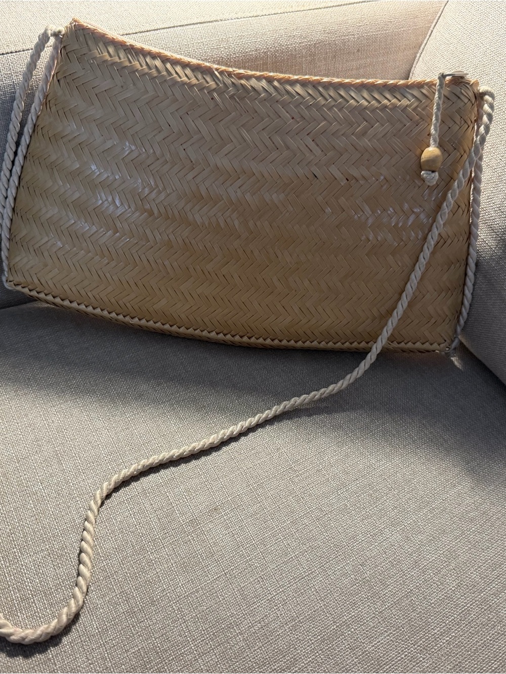 Braided Straw Crossbody Bag in Natural Tan